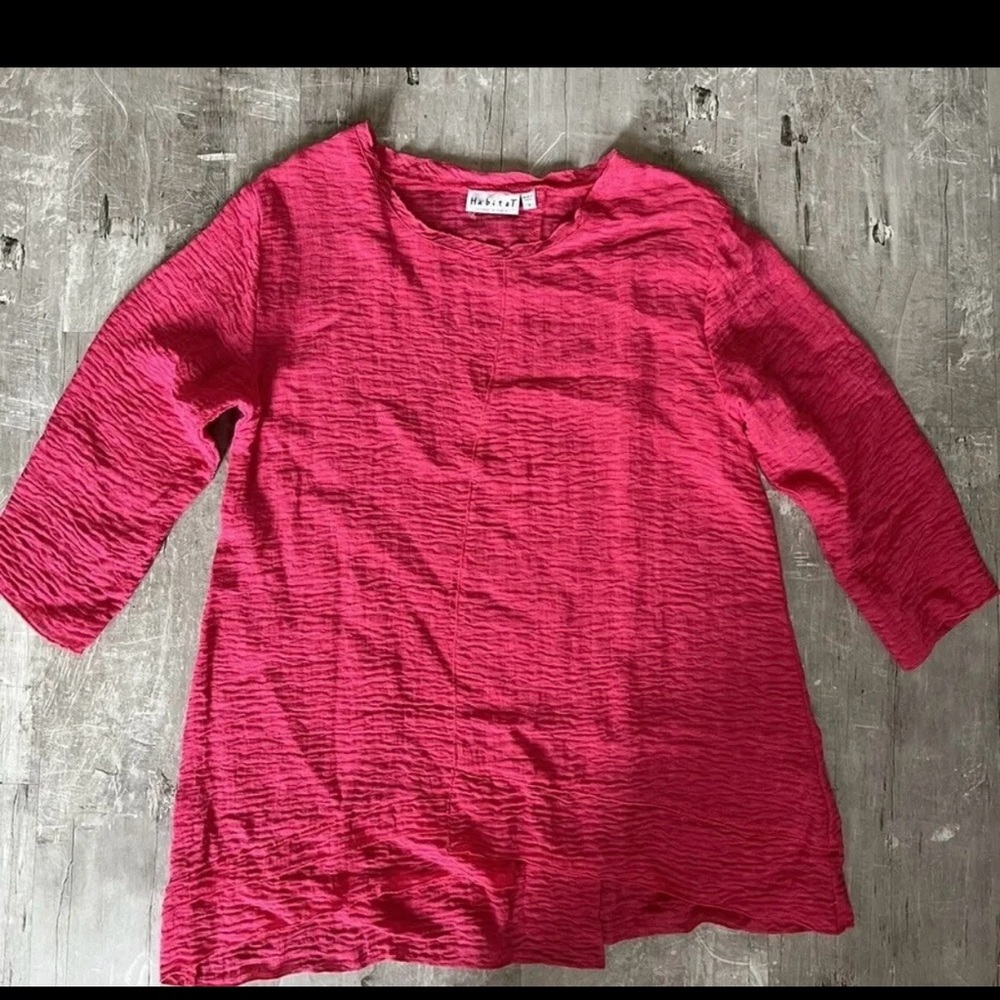 Habitat Women's 3/4 Sleeve Swing Tunic Top Pink Size Small rayon nylon